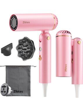 Dual Voltage Ionic Travel Hair Dryer with Diffuser - High-Speed Blow Dryer